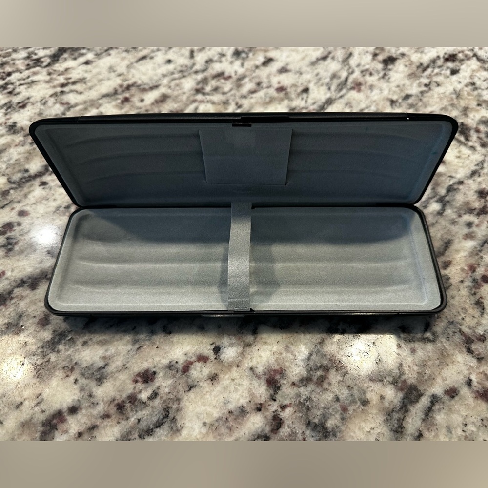 Vintage Slim Hard Shell Pen or Pencil  Case with Light Grey Interior